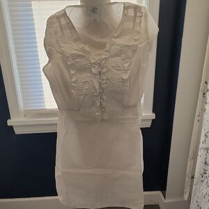 LOFT White Ruffle Top